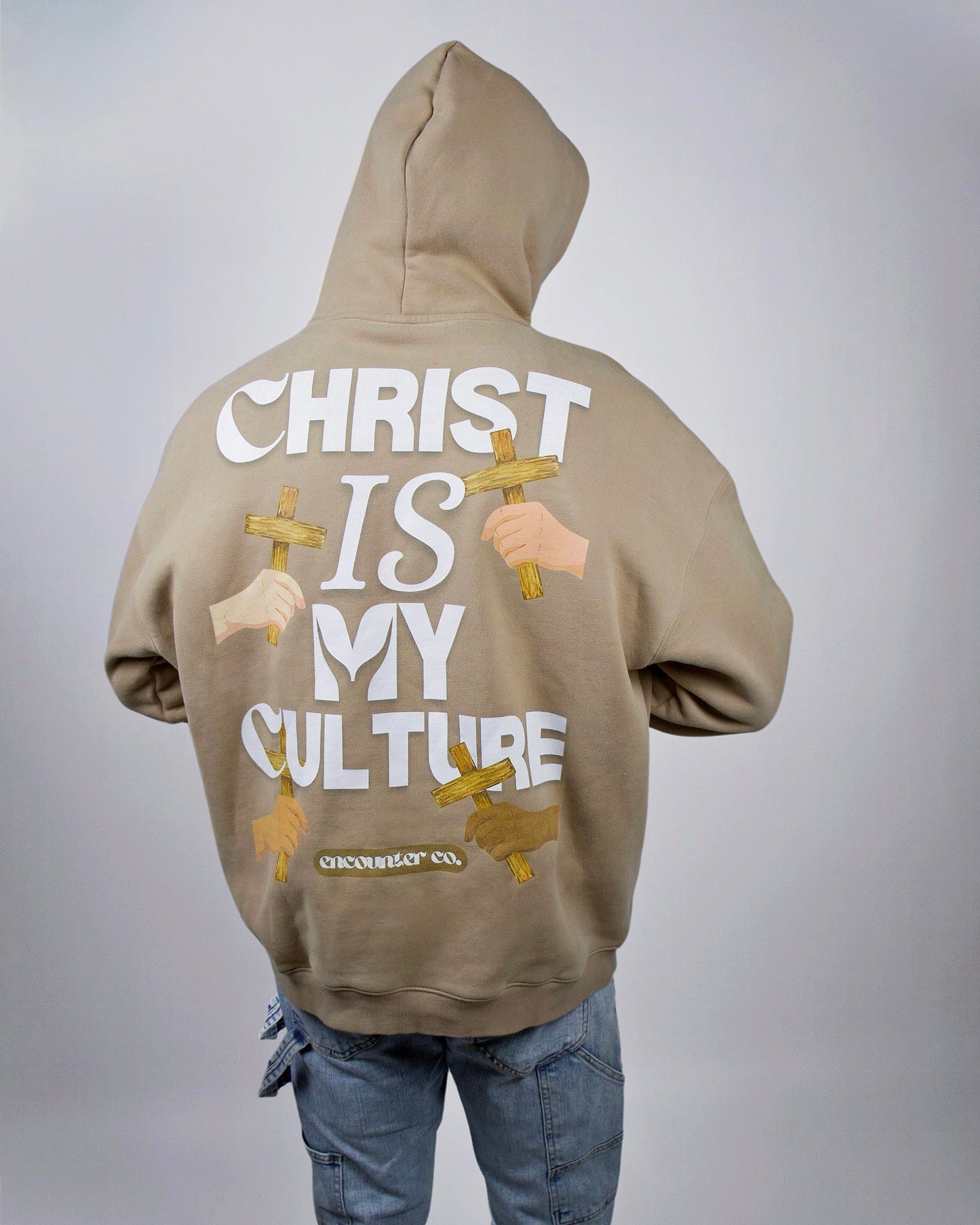 CHRIST CULTURE UNISEX HOODIE, BEIGE