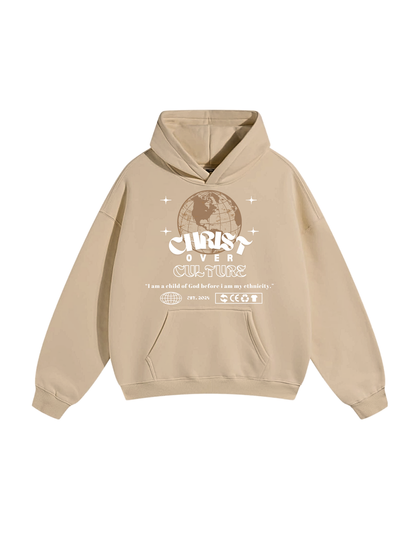 CHRIST CULTURE UNISEX HOODIE, BEIGE