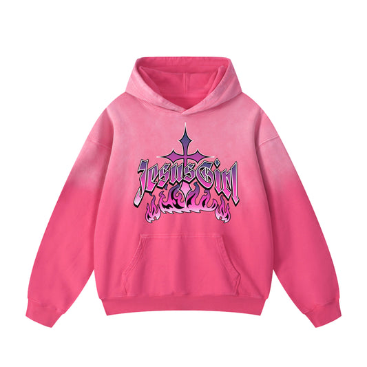 Jesus Girl Y2K Ombré Pink Oversized Hoodie